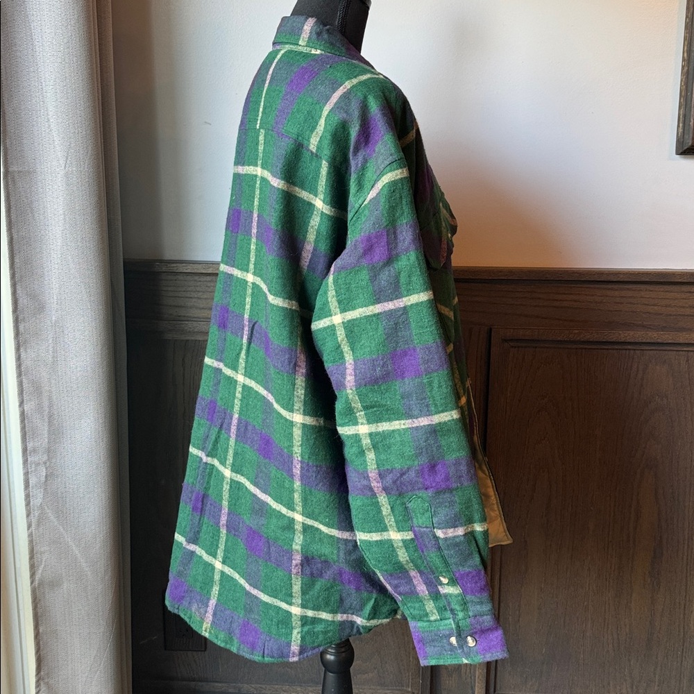 Windridge Plaid Green and Purple lined Shirt Jacket XL. NWT - Picture 5 of 7
